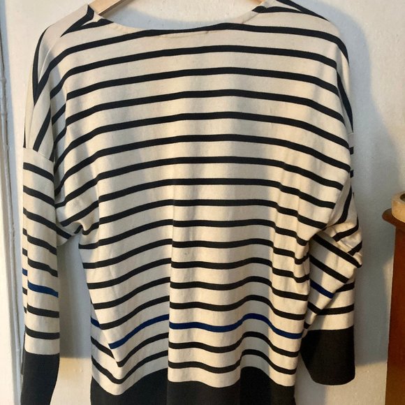 La Ligne French Navy Striped 100% Cotton Tee - Size Large - Picture 3 of 9